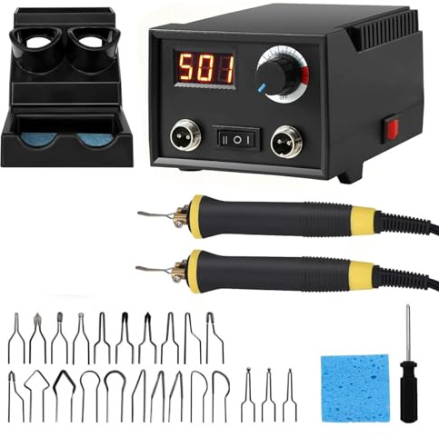 Kit De Lápiz Para Pirograbado En Madera, Kit De Pirograbado Con Temperatura Ajustable Con 23 Puntas De Alambre Para Pirograbado, 2 Lápices Y Soporte Profesional Para Lápices Para Madera Y Cuero
