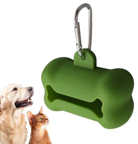Soporte para bolsas de excrementos de perro, dispensador de bolsas de excremento de perros de 8,5 cm, estación dispensadora de bolsas de basura para mascotas, soporte de silicona en forma de hueso con
