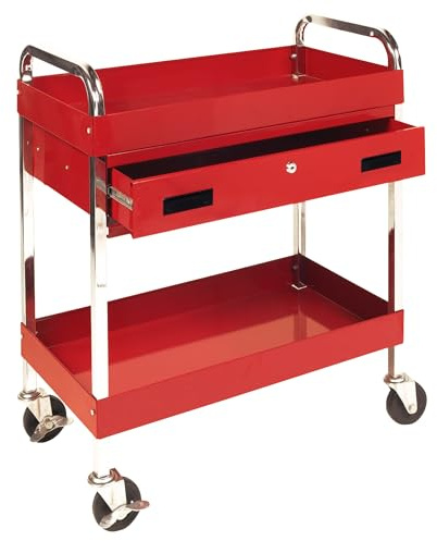 Performance Tool W54004 Two Shelf Utility Cart with Drawer