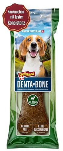 DeliBest DentaBone Hirsch I Kauknochen Hund leicht verträglich ohne Gluten I Kaustange Hund für Zahnreinigung I Hundesnacks für groß und klein I Hundekauknochen 1 x 100 g