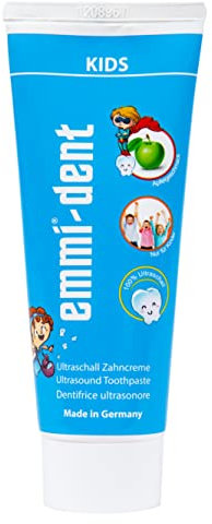 emmi®-dent Dentifrice à Ultrasons Kids I Dentifrice pour Enfants au Goût de Pomme I Idéal pour les Dents et Gencives Sensibles I Sans Microplastiques ni Nanomatériaux I Vegan et sans gluten I 1x75ml