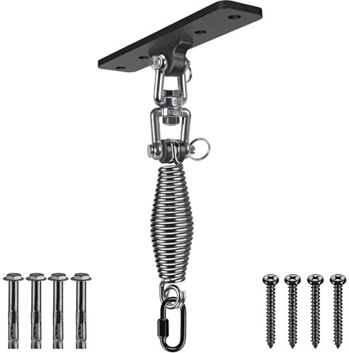 Dolibest Suspension Le Hamac Suspendre la Balançoire Ensemble de Support Pivotant 4.5mm Ressort Mousqueton pour Aire de Jeux Intérieur Extérieur Chaise Yoga Corde Sacs de Frappe, Jusqu'à 600lbs
