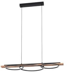 EGLO LED Pendelleuchte Boyal, 3-flammige Hängelampe, Hängeleuchte aus Metall, geflammtem Holz, Kunststoff, Esstischlampe in Schwarz, Braun, Weiß, Wohnzimmerlampe hängend