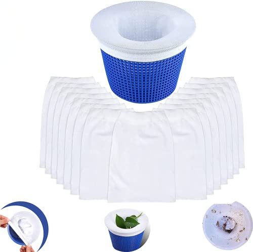 cygjing Calze per Skimmer,Calze Skimmer Piscina,Filtro Skimmer Piscina, con Carta per Test del PH Calze di Filtro per Piscina da Cestello,per Rimuovere Detriti,Foglie,Olio,Polline e Insetti(20pcs)