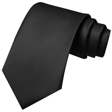 JEMYGINS Black Tie Silk Necktie for Men Business and Wedding