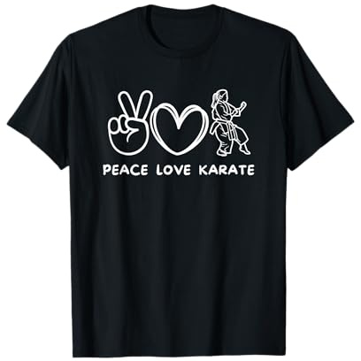 Peace, Love Karate Girl Retro Karate Girl Lover Martial Arts T-Shirt