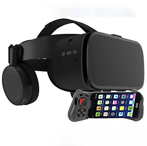 Lunettes Réalité Virtuelle Plein Écran 3D VR Avec Télécommande, Lunettes VR 3D Stéréo D'origine Pour IPhone 14 13 12 11 Pro Mini X R S Max Samsung Galaxy Ensemble VR Téléphone Android IOS ( Color : Bl