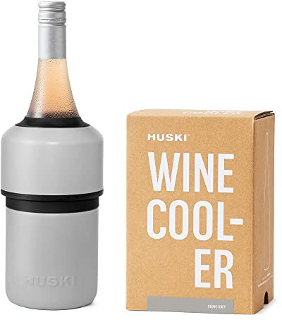Huski Wine Cooler - Iceless Design | Keeps Wine Cold Up to 6 Hours | Next-Gen Ice Bucket | Fits Select Champagne Bottles | for Wine Lovers (Stone Grey)