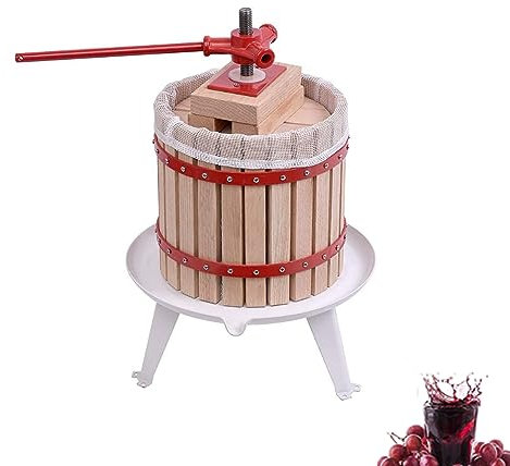 YZNAHRE 12L Obstpresse Apfelpresse Fruchtpresse manuell Weinpresse Holz inkl.Presstuch für Selbst Gemachten Natürlichen Saft, Traube, Beere, Apfel