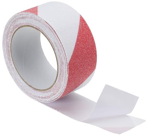 PATIKIL 2 tum x 16 fot anti-halkdragningstejp, halkfritt handtagstejp, non-drop-tejp för trappsteg skoter, rött och vitt