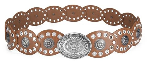 TOFBS Cintura per Donna Elegante Vintage Larga a Disco Regolabile Cintura in Pelle con Borchie Cintura Fibbia in Metallo Larga Stile Cowboy Accessori(Cammello)