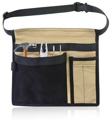 Tool Belts for Men, Multifunctional Canvas Tool Belt Pouch 12OZ Toolbelt Bag with Adjustable Belt Clip for Workshop Storage Wood Working Tools Garden