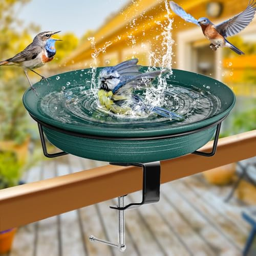 VeyFolzin.st Bebedero para pájaros, balcón grande, barandilla de balcón, jardín, moderno, baño para pájaros, grande, resistente a las heladas, resistente al invierno, bebedero para pájaros, colgante