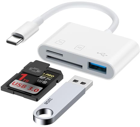 SD Kartenleser USB C SD Card Reader,USB C Kartenleser für Micro SD/SD Speicherkarten,Kartenlesegerät SD Karten Adapter für iPhone 17/16/15,Galaxy S25/S24 Ultra,iPad Pro/iPad Air,MacBook Pro