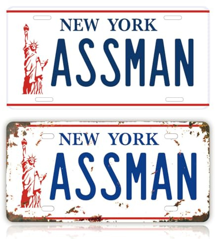Stamped License Plate | ASSMAN | Memorabilia Home Bar Man Cave Wall Decor, Collectable Gift for Show Fans