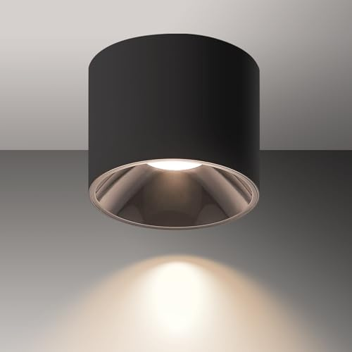 VooBeniz Dimmable LED Ceiling Spot Lights – Flush Mount Ceiling Cylinder Light Indoor Fixture for Kitchen, Hallway & Entryway 4.72” CRI97 15W 3000K Black (1Pack)