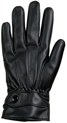 SURAWIL Genuine Sheepskin Leather Gloves for Men, Winter Warm Gloves Fleece Lining M031US Black, L
