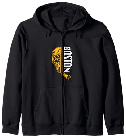 Boston Crosse de Casque de Hockey Vintage Sweat à Capuche