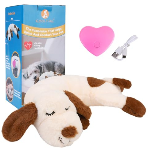 KOOLTAIL Heartbeat Puppy Toy for Dogs, Calming Comfort Cuddler Pillow Anxiety Relief & Sleep Aid, Ultra-Soft Plush Breathing Stuffed Animal Enrichment Toy, Crate Kennel Training Essential for Puppy
