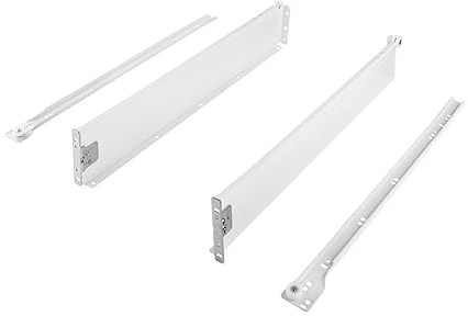cyclingcolors 2x guida per cassetti a rulli con sponde guide per mobili in legno binari scorrevoli mobile porta cucina bagno, altezza 118mm, lunghezza 450mm, 25kg, bianco