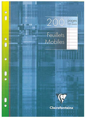 Clairefontaine 1756C ringboksinlägg, förpackning (med 100 DIN A4, 21 x 29,7 cm, linjerad med marginal, 90 g, perfekt för skolan) vit
