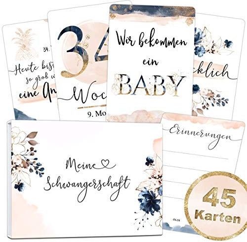OLGS Meilensteinkarten Schwangerschaft Splash, Geschenkidee zur Geburt, werdende Mutter, Babyparty Milestone Cards Meilenstein Karten