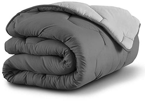 IDMarket - Edredón de 220 x 240 cm Abby bicolor gris claro y gris, 300 g