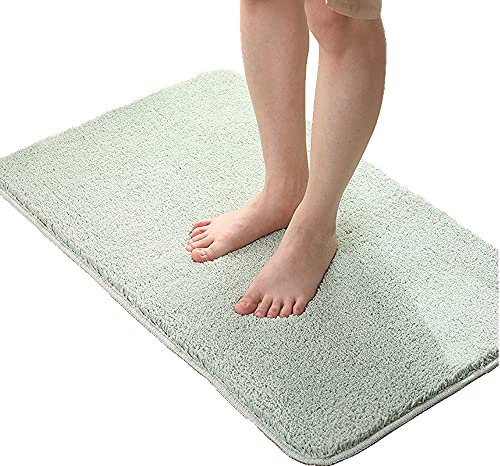 LiGG LiGG Badematte Anti Rutsch Badezimmerteppich Absorbent Badteppich Einfarbige Farbe Badvorleger Badematten Fußmatte (40 x 60 cm, Grün)