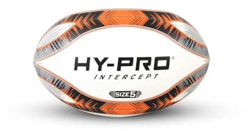 Hy-Pro Intercept International Rugby Ball - Rugby Ball for Kids and Adults, For Use in the Garden, Recreation and Matches - Orange, Size 5