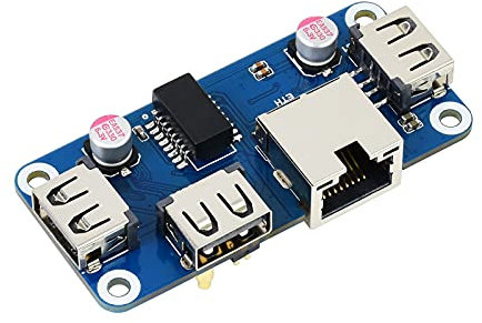 Ethernet/USB HUB HAT für Raspberry Pi 4 B/3 B+/3A+/2B/Zero/Zero W/Zero WH, mit 1x RJ45 10/100M Ethernet Port, 3X USB 2.0 Ports Kompatibel mit USB 2.0/1.1