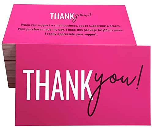 RXBC2011 Thank You for your support Cards Handwritten Lettering Design Thank you small business Card Pack of 100 (Hotpink)