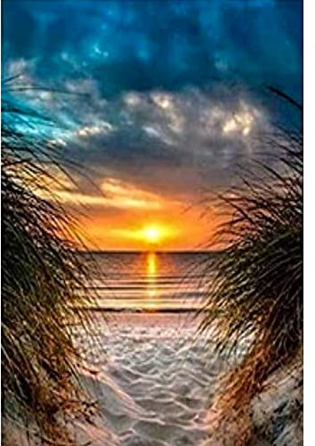 QUIIEOSKIA Diamond Painting Erwachsene, 5D Diamond Painting Kits, Strand Landschaftfor Mosaik Bastelset Erwachsene, 30x40cm - Sonnenuntergang