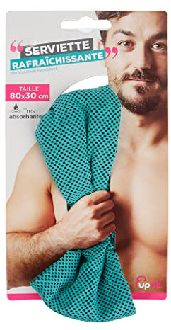 upfit - Toalla Deportiva - Tela alveolada - Permite la absorción del Sudor - Dimensiones: 80 x 30 cm - Color: Azul - Tamaño Ideal para Llevar en la Bolsa de Deporte - Sensación de frescura