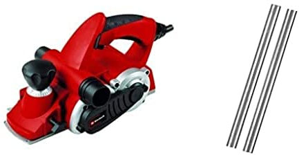 Einhell Rabot électrique TE-PL 900 (profondeur de passe jusqu’à 3 mm, arbre porte fers de grande dimension, semelle avec 3 rainures en V, avec butée parallèle) + Kit de 2 fers réversibles