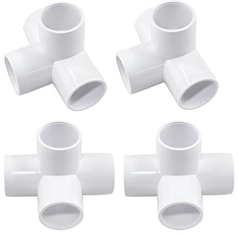Litoexpe 3/4 Zoll 4 Wege PVC Fitting Winkel Möbelqualität Winkelverbinder Rohrverbinder für DIY PVC Regal, Struktur Aufbewahrungsrahmen, 4 Stück