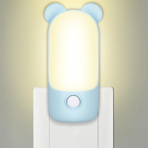Alyvisun Luce Notturna per Bambini, Luce Notturna da Presa LED a Forma di Orso con 2 Modalità, Lampada da Parete Luce Notte Bambini Decor Camera da Letto Neonato, Scale, Corridoio (Blu)
