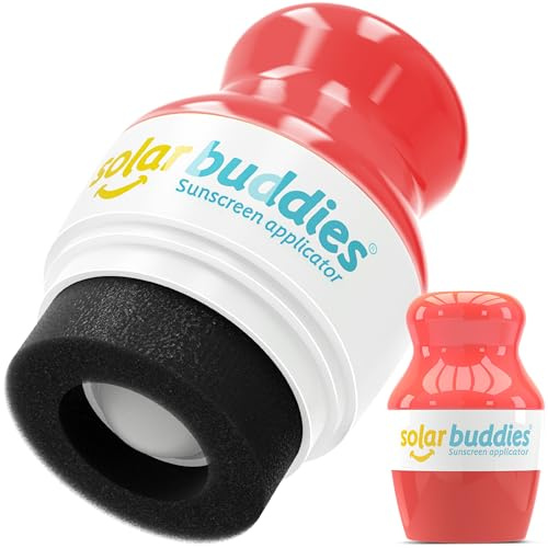Solar Buddies Solkrämsapplikator – Röd (Singel) – Påfyllningsbar Roll-On med Svamp för Solkräm & Lotion för Barn, Vuxna & Familj – Rymmer 100 ml – Perfekt för Resor
