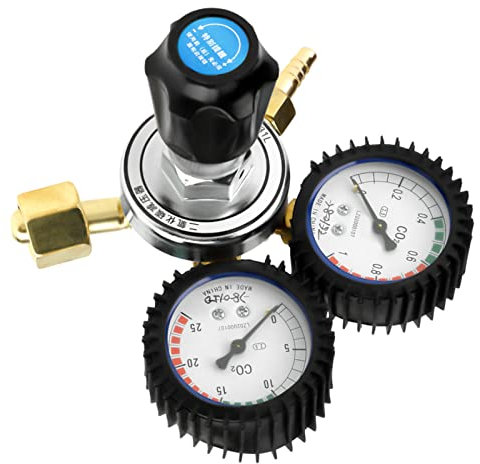 CO2 Gas Bottle Regulator Carbon Dioxide Welding Pressure Reducer G5/8 Zinc Alloy Brass, Compact Structure Big Handle Switch