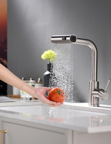 TIMACO - Rubinetto da cucina con doccetta estraibile, rubinetto da cucina orientabile a 360°, miscelatore per lavello da cucina monocomando, nichel spazzolato