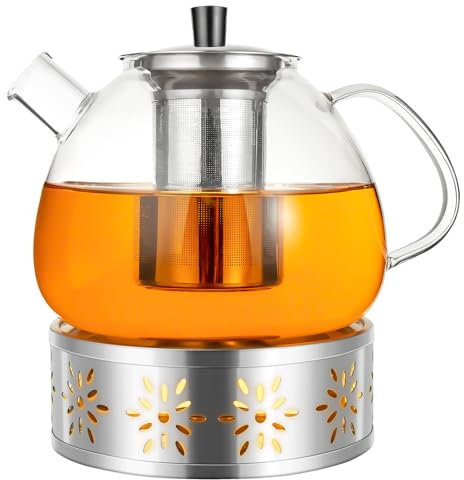 1,5 Litri Teiera con Infusore, Teiera in Vetro, Teiera Da Con Filtro Infusore in Acciaio Inossidabile Resistente Al Calore, Perfetto Per Tè E Caffè