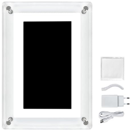 Junterone Cadre Photo Numérique de 5 Pouces, Écran IPS de 1200 MAh, Mémoire 4G, Cadre Photo Numérique, Lecteur Vidéo de Bureau, Prise UE