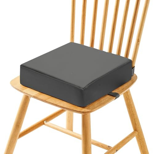 RANJIMA Sitzerhöhung Stuhl Kind, 33x33x8 cm Sitzkissen Kinder, PU Waschbar Sitzerhöhung Kinder mit 2 Sicherheitsschnalle Gurt, Tragbare Stuhlkissen Kindersitzerhöhung für Zuhause Unterwegs, 8cm