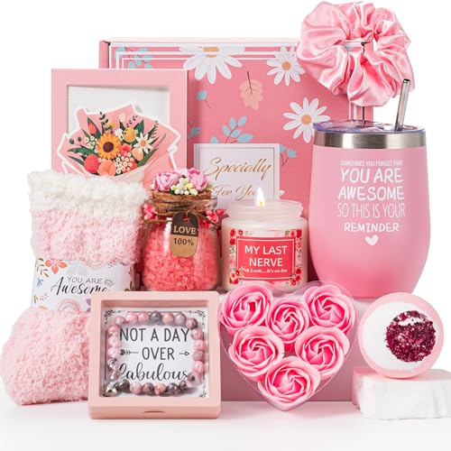 Birthday Pamper Gifts for Women,Get Well Soon Gifts Basket for Her,Unique Self Care Package Relaxation Spa Bath Set for Girls, Valentine's Day Gift Box Presents for female Friends, Mum, Wife, Sister
