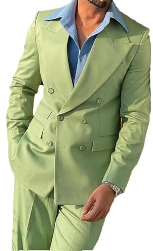 Completo doppio petto da uomo a due pezzi (giacca + pantaloni) con risvolto abiti per feste e balli studenteschi, TY215, L
