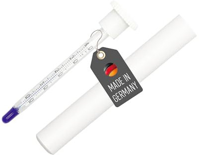 Lantelme Termometro da vino in custodia di plastica bianca, da 0 °C a 40 °C, dimensioni 11,4 cm x 2,4 cm, per viaggi, termometro per vino, termometro analogico, facile da leggere per bicchiere di vino