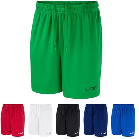 LION SPORTSWEAR Men's Football Shorts – Multi-Sport PE Teamwear – Unisex Kids & Adults Sizes – Breathable Athletic Fit | Green - S