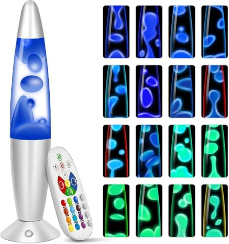KIKILIVE lavalamp för barn med färgväxling lavalampor för vuxna 17 färger nattdukslampor LED nattljus avkopplande perfekt för sovrum, vardagsrum, heminredning