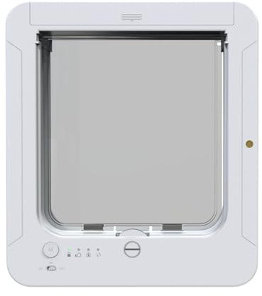 Smart Cat Door for Wall, Automatic Sensing Pet Door, Cat Doors for Interior & Exterior, Weatherproof, Anti-Pinch, 4 Distinct Modes for Home (White)