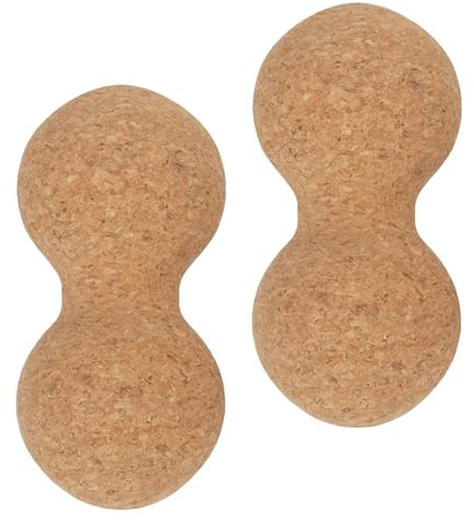 Yardwe 2 Bolas de Masaje de Corcho, Forma de Cacahuete, Herramienta de Relajación Muscular para Espalda y Piernas, Antideslizante y Portátil