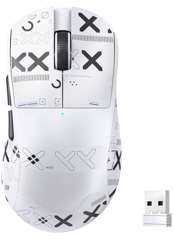 LexonElec MAGIC-REFINER X2 SUPERLIGHT Wireless Computer Mouse with Tape, Pixart 3311 Optical Gaming Sensor, 24000 DPI, 1000Hz Polling, 2.4G/BT/USB Wired Mice, Ergonomic Design for Laptop/Mac - White